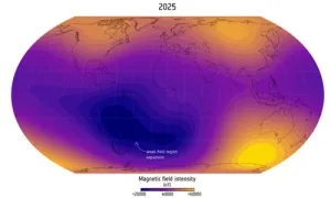 Vùng lõm ở từ trường Trái Đất đang mở rộng Vùng lõm ở từ trường Trái Đất đang mở rộng